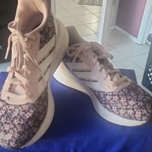 Adidas Women's Floral Sneakers - Pink and Black